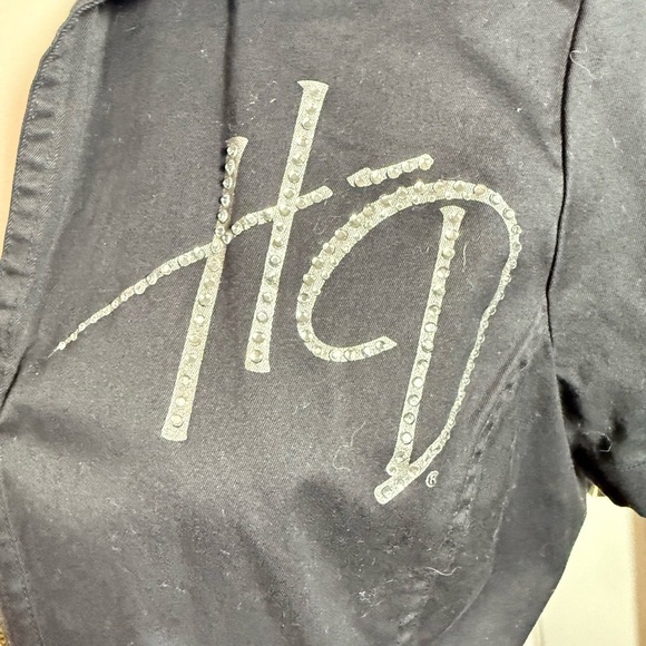Harley Davidson zip-front bling shirt rhinestones size 1W (1X) - nice!! - Picture 2 of 8